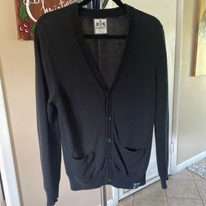 ❤️Express Solid Navy Blue Buttoned down Cardigan sweater with front pockets